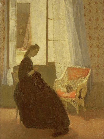 Mujer cosiendo en una ventana de Gwen John